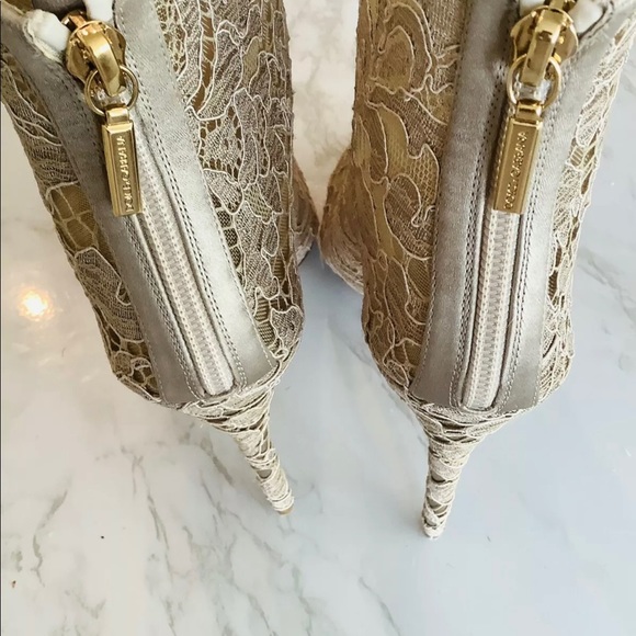 New: Dolce & Gabbana ~Beige~ Cotton Lace Boots 8.5 - Picture 8 of 9